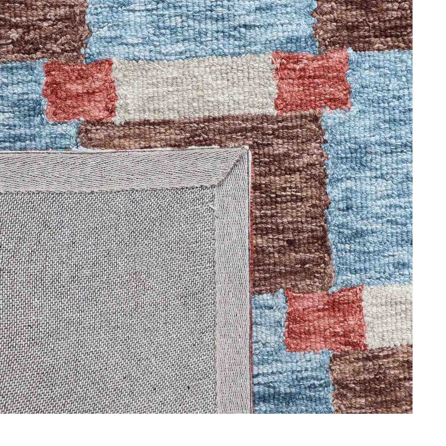 Harbor Check Terracotta Red Hand Tufted Wool Rug