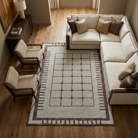 Ashen Square Cream Hand Tufted Wool Rug