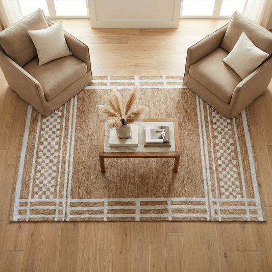 Desert Lattice Brown Hand Tufted Wool Rug