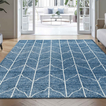 Delhi Collection Hand Woven Bamboo Silk Area Rug (DENIM)
