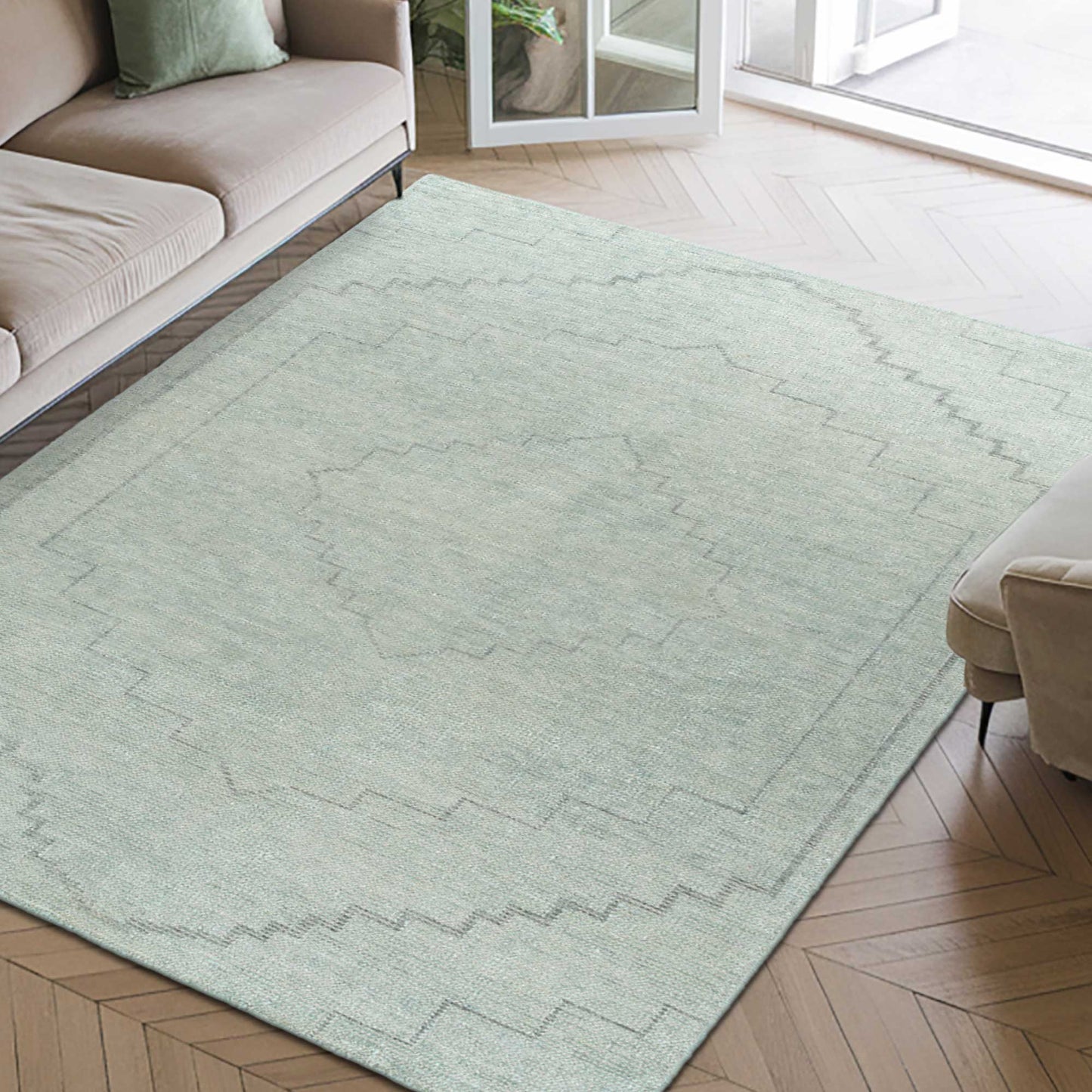 Delhi Collection Hand Woven Bamboo Silk Area Rug (GLACIER 2.0)