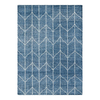 Delhi Collection Hand Woven Bamboo Silk Area Rug (DENIM)