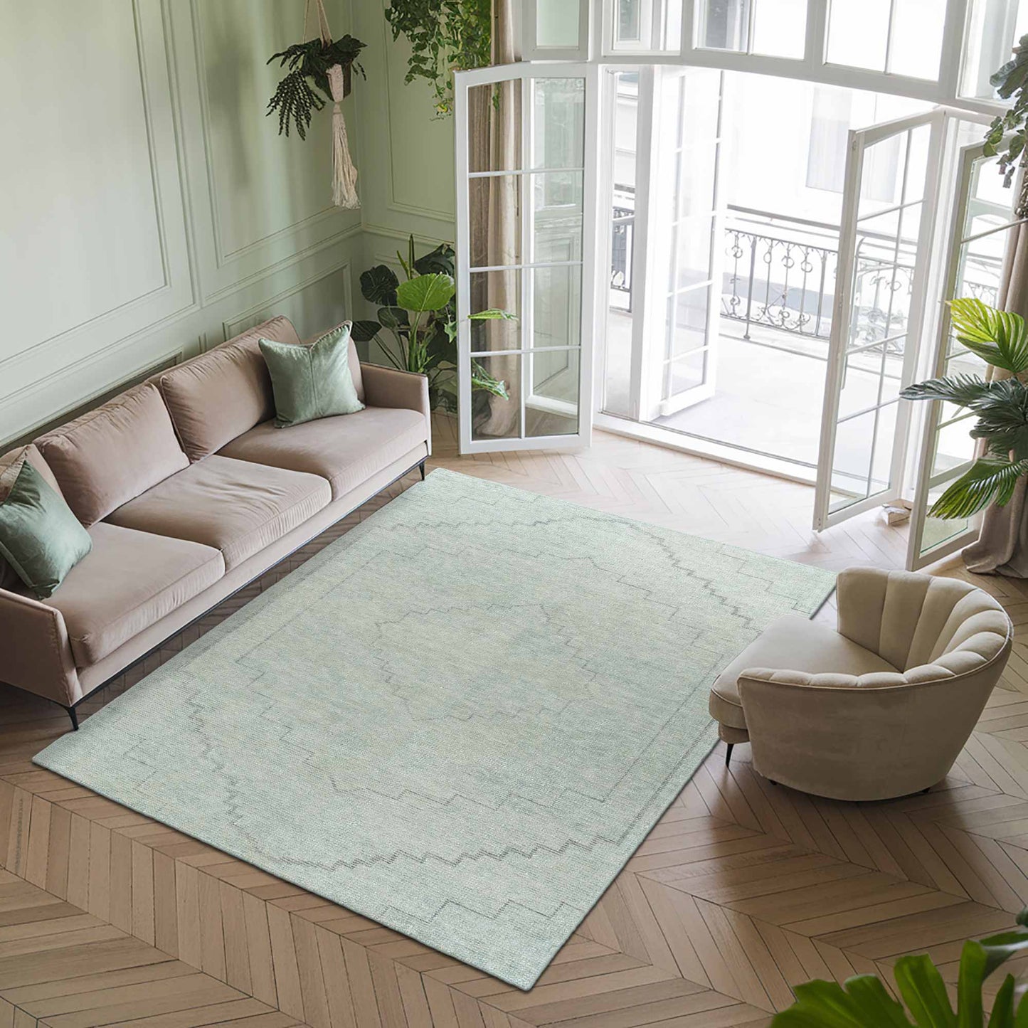 Delhi Collection Hand Woven Bamboo Silk Area Rug (GLACIER 2.0)