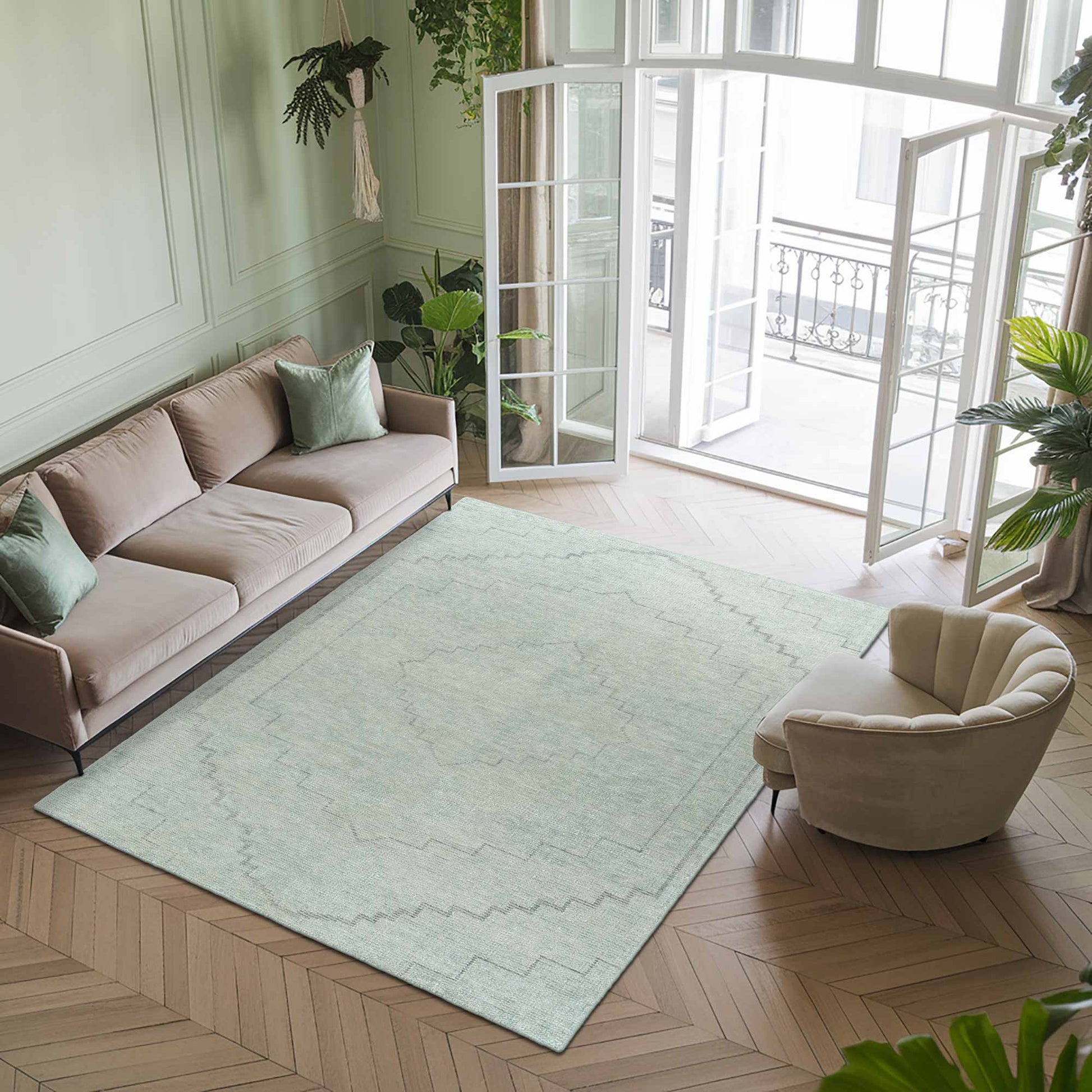 Delhi Collection Hand Woven Bamboo Silk Area Rug (GLACIER 2.0)