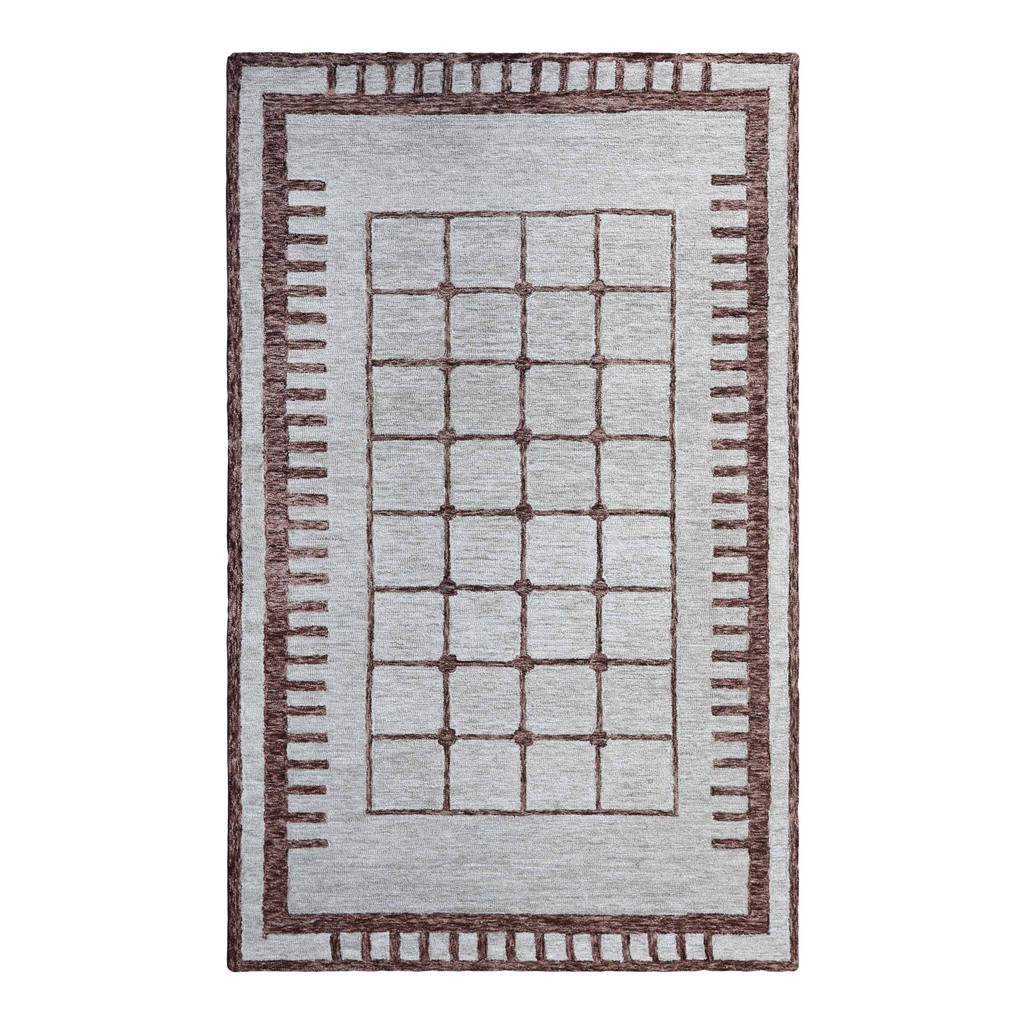 Ashen Square Cream Hand Tufted Wool Rug