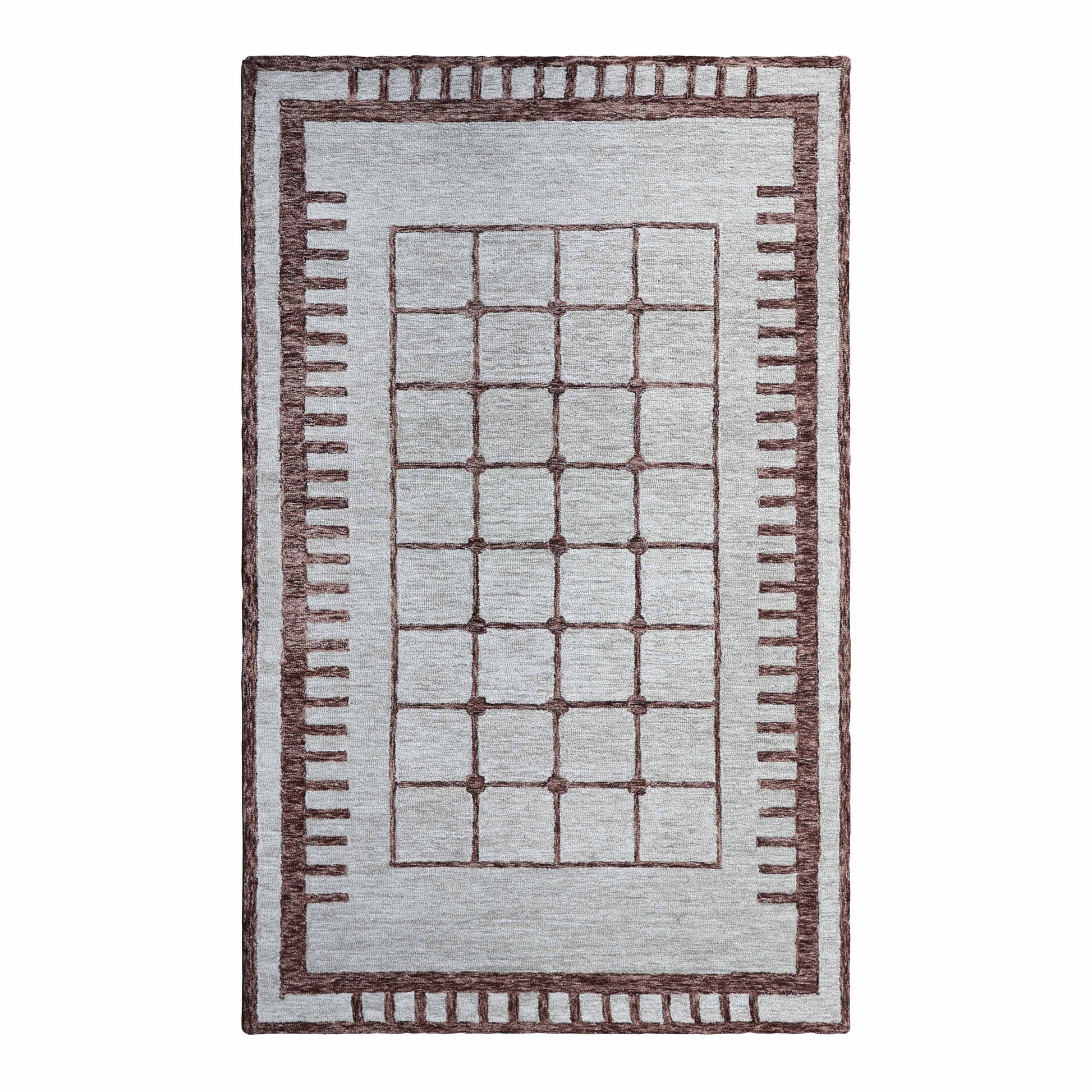 Ashen Square Cream Hand Tufted Wool Rug