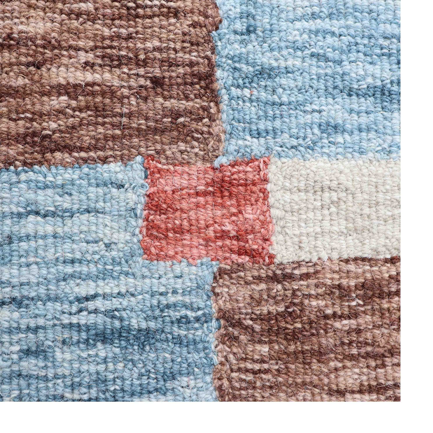 Harbor Check Terracotta Red Hand Tufted Wool Rug