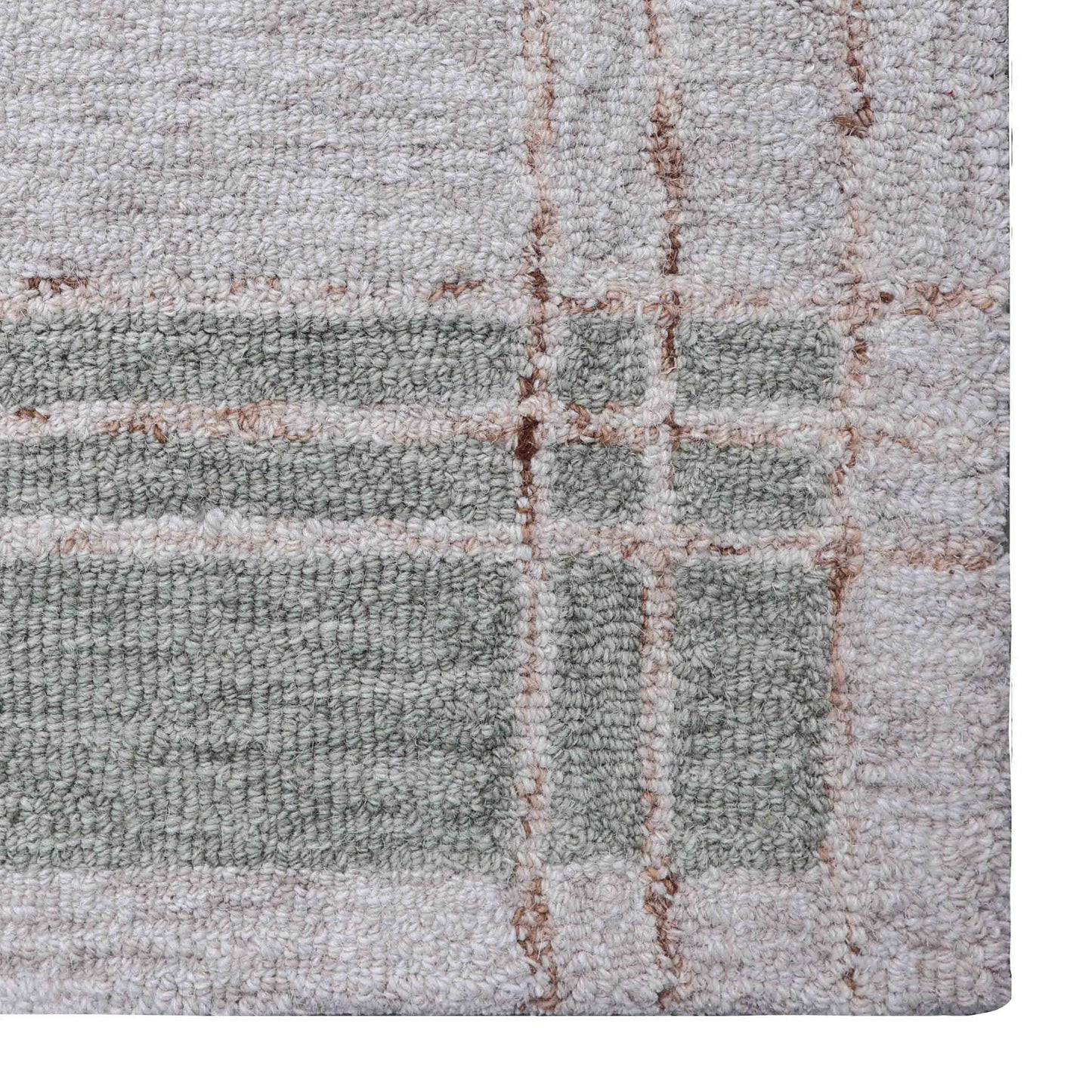 Grid Atelier Green Hand Tufted Wool Rug