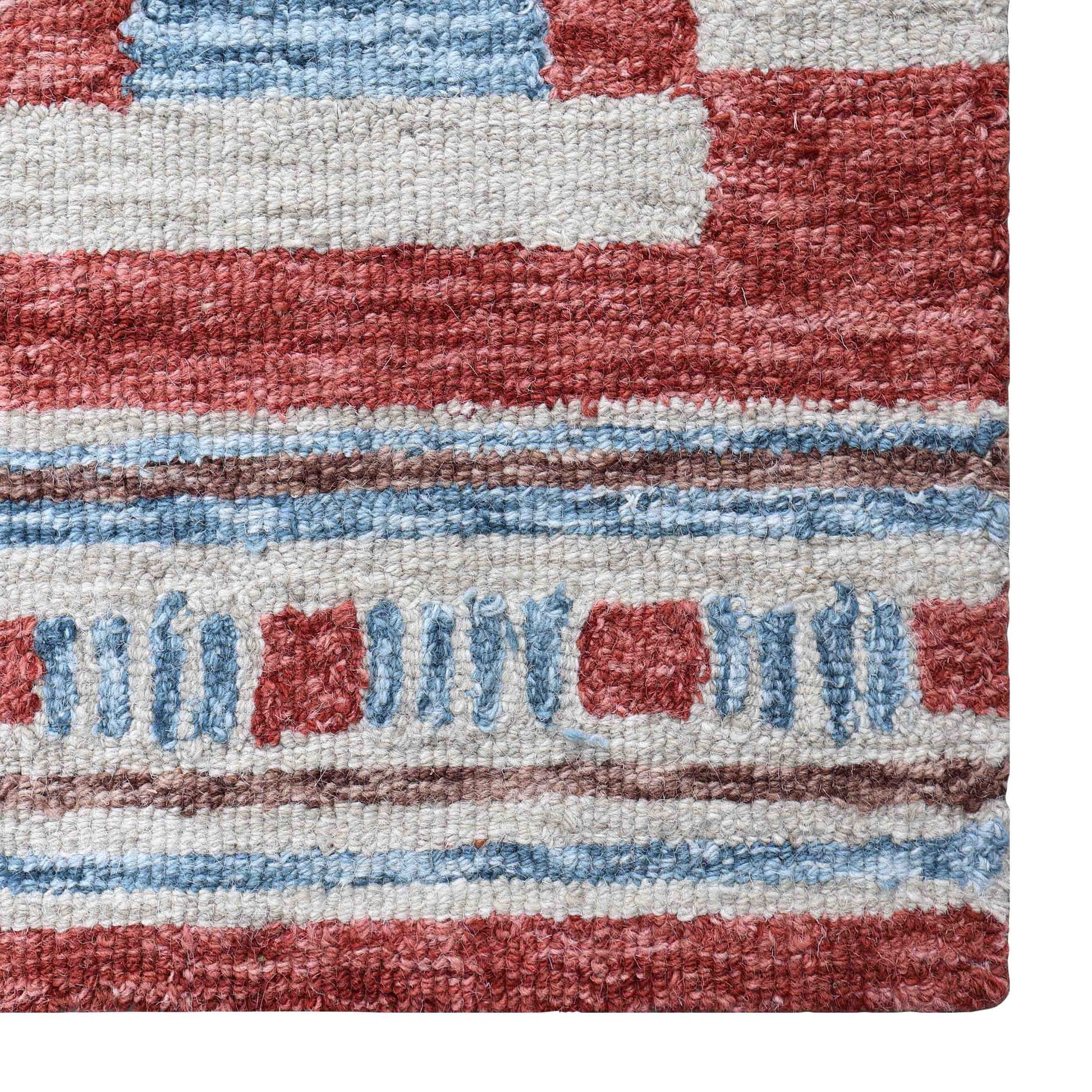 Harbor Check Terracotta Red Hand Tufted Wool Rug