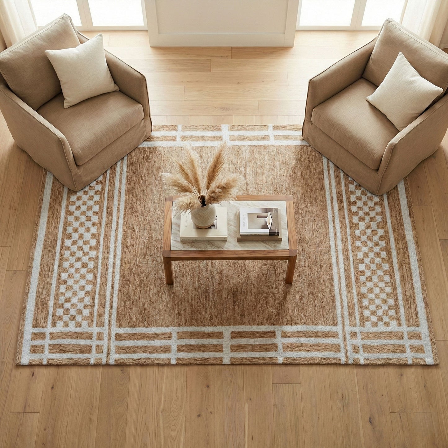 Desert Lattice Brown Hand Tufted Wool Rug