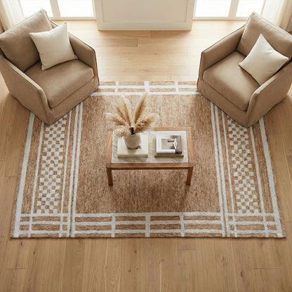 Desert Lattice Brown Hand Tufted Wool Rug