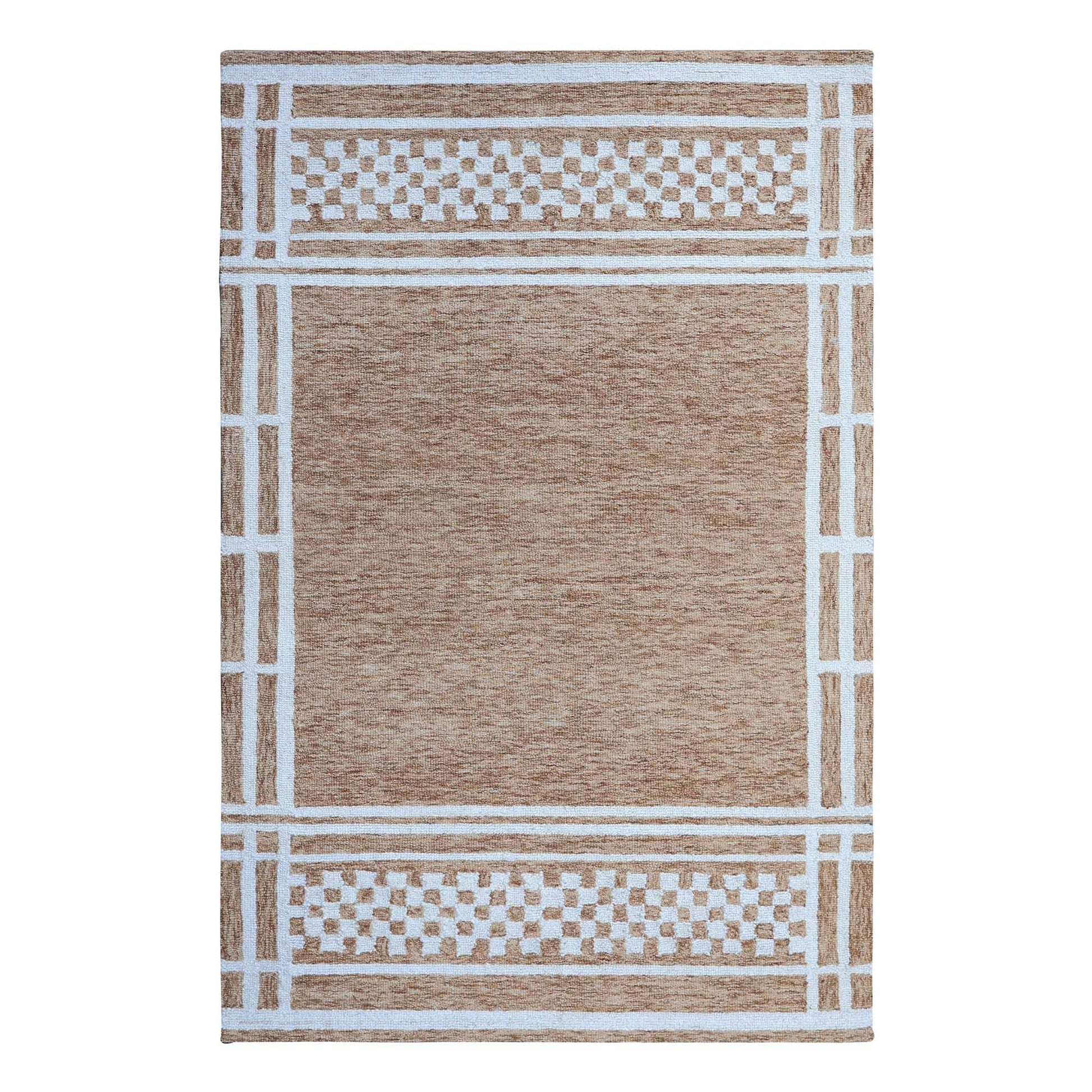 Desert Lattice Brown Hand Tufted Wool Rug