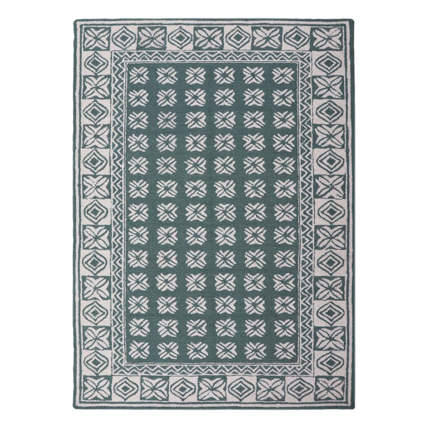 Floral Grid Hand Tufted Rug