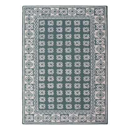 Floral Grid Hand Tufted Rug