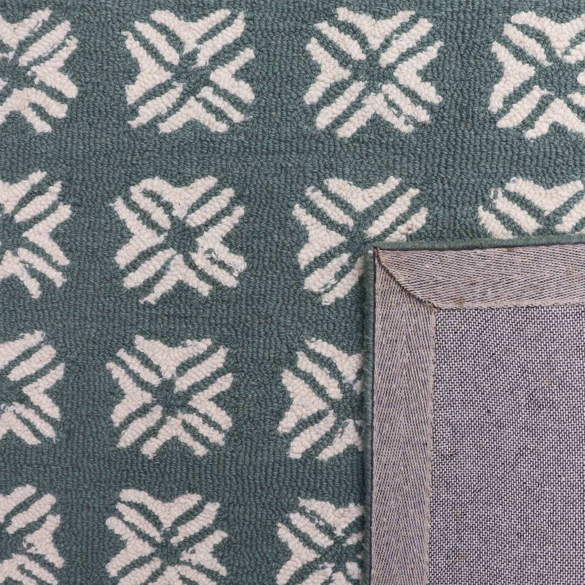 Floral Grid Hand Tufted Rug