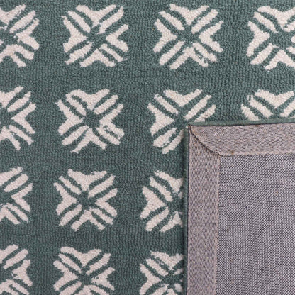 Floral Grid Hand Tufted Rug