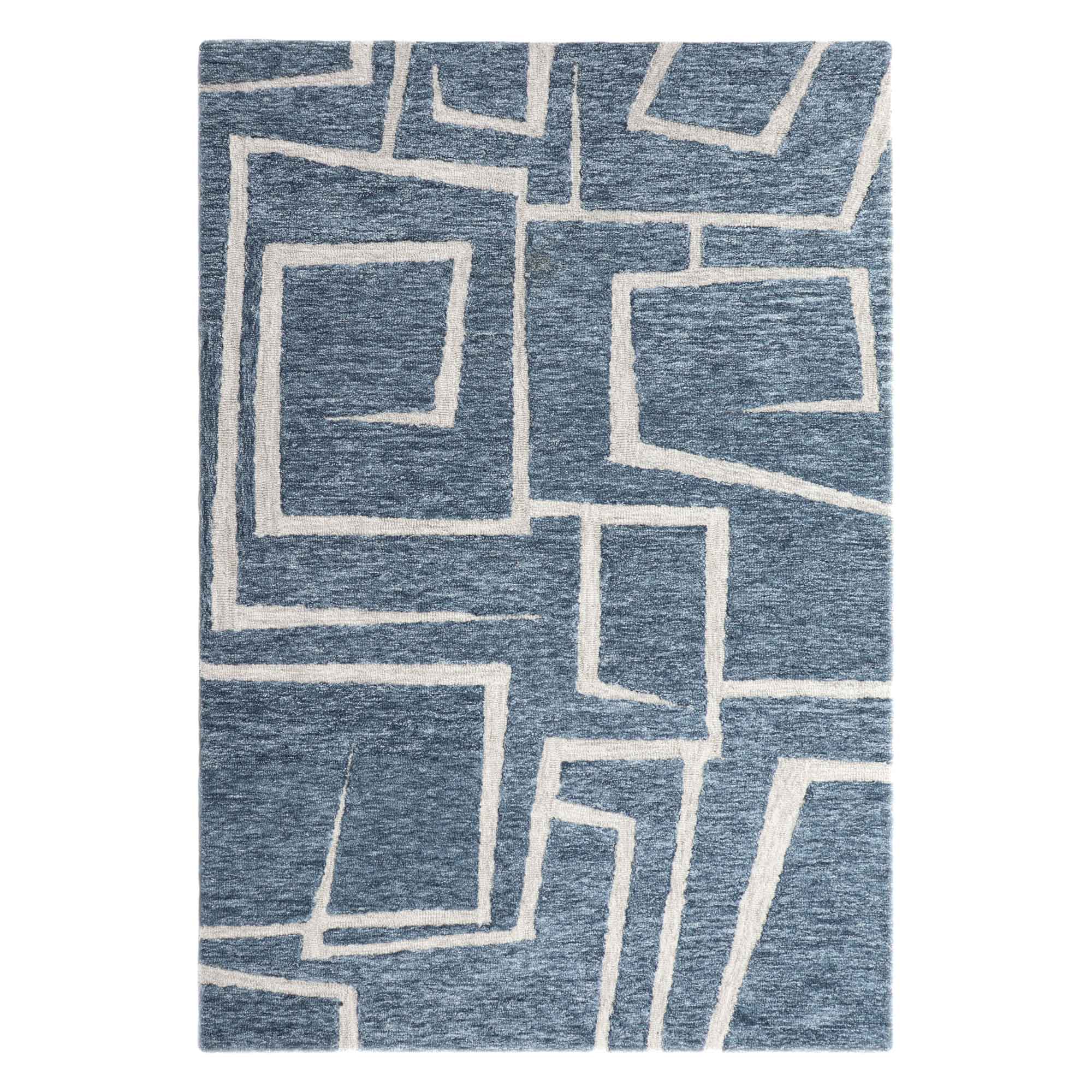 Denim Art Hand Tufted Rug | Modern Blue Carpet – Loopandcut